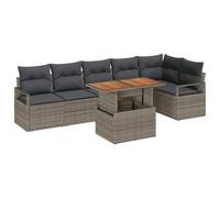 ATOMSTACK MAKER HOMELEN Ensemble de meubles de jardin 7 pièces en rotin synthétique avec coussins gris et marron résistant aux intempéries, table et chaises modulaires pour terrasse, balcon, fête de