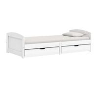 ATOMSTACK MAKER iRun Lit multifonction en pin massif blanc, 90 x 200 cm, avec 2 tiroirs et sommier à lattes, canapé-lit quotidien pour chambre ou salon, style scandinave, collection iRun