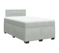 ATOMSTACK MAKER Lit à sommier tapissier 120 x 190 cm avec matelas à ressorts ensachés et surmatelas en velours respirant Gris clair Housse amovible avec tête de lit et sommier à lattes