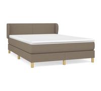 ATOMSTACK MAKER Lit à sommier tapissier, 140 x 190 cm, avec matelas à ressorts ensachés et surmatelas, matelas en tissu de dureté moyenne, taupe, tête de lit réglable en hauteur, respirant, pour les
