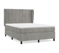 ATOMSTACK MAKER Lit à sommier tapissier 140 x 190 cm avec matelas à ressorts ensachés et tête de lit en velours réglable en hauteur - Rigide moyenne - Gris clair - Avec surmatelas - Pour un sommeil
