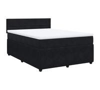 ATOMSTACK MAKER Lit à sommier tapissier 160 x 200 cm avec matelas à ressorts ensachés et surmatelas respirant - Housse en velours noir - Soutien et confortable pour un sommeil réparateur