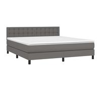 ATOMSTACK MAKER Lit à sommier tapissier 160 x 200 cm avec matelas à ressorts ensachés, tête de lit réglable en hauteur, bandes LED IP65 et surmatelas en polyester doux pour la peau, gris