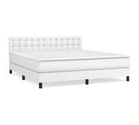 ATOMSTACK MAKER Lit à sommier tapissier, 160 x 200 cm, blanc, avec tête de lit réglable en hauteur, matelas à ressorts ensachés (20 cm) et surmatelas en polyester doux pour la peau, idéal pour les