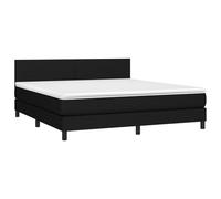 ATOMSTACK MAKER Lit à sommier tapissier 180 x 200 cm avec matelas à ressorts ensachés et tête de lit réglable en hauteur - Noir, design moderne, bande LED (5 V), housse en polyester respirant
