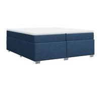 ATOMSTACK MAKER Lit à sommier tapissier 200 x 200 cm avec matelas à ressorts ensachés et surmatelas respirant - Cadre de lit en tissu bleu en bois de pin avec 2 matelas et housse lavable