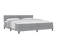 ATOMSTACK MAKER Lit à sommier tapissier 200 x 200 cm avec matelas - Lit en tissu gris clair avec cadre en bois, tête de lit réglable manuellement (2 hauteurs), matelas en mousse à ressorts ensachés