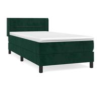 ATOMSTACK MAKER Lit à sommier tapissier 80 x 200 cm avec matelas à ressorts ensachés (20 cm), dureté moyenne, housse en velours vert foncé, tête de lit réglable en hauteur, avec surmatelas - pour les