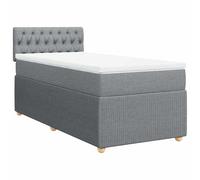ATOMSTACK MAKER Lit à sommier tapissier, 80 x 200 cm, avec matelas à ressorts ensachés et coussin respirant, gris clair, 100 % polyester, avec tête de lit, sommier à lattes et housse lavable, pour un