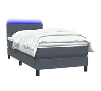 ATOMSTACK MAKER Lit à sommier tapissier 80 x 220 cm avec matelas à ressorts ensachés et tête de lit réglable en hauteur - Housse en velours gris foncé - Éclairage LED - Housse de matelas amovible