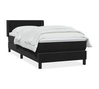 ATOMSTACK MAKER Lit à sommier tapissier 90 x 210 cm avec matelas à ressorts ensachés et tête de lit réglable en velours - Noir - Réglable en hauteur - Coussin lavable - Avec sommier à lattes - Pour