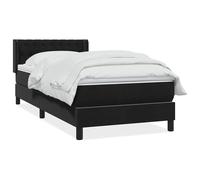 ATOMSTACK MAKER Lit à sommier tapissier 90 x 210 cm avec matelas à ressorts ensachés, tête de lit réglable en velours et coussin respirant lavable - Noir