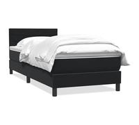 ATOMSTACK MAKER Lit à sommier tapissier, 90 x 210 cm, noir, avec matelas à ressorts ensachés (20 cm), tête de lit en velours réglable en hauteur, surmatelas respirant et sommier à lattes, confort de