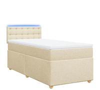 ATOMSTACK MAKER Lit à sommier tapissier avec matelas à ressorts ensachés, 100 x 200 cm, crème, respirant, éclairage LED réglable individuellement, housse amovible et lavable, surmatelas inclus