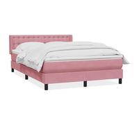 ATOMSTACK MAKER Lit à sommier tapissier, rose, 140 x 220 cm, avec matelas à ressorts ensachés, tête de lit en velours réglable en hauteur et coussin respirant lavable - doux, confortable, moderne