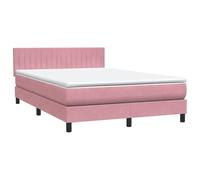 ATOMSTACK MAKER Lit à sommier tapissier rose 160 x 210 cm avec matelas à ressorts ensachés, tête de lit réglable en hauteur, housse veloutée et surmatelas respirant - pour un confort de sommeil