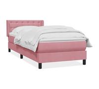 ATOMSTACK MAKER Lit à sommier tapissier, rose, 80 x 220 cm, avec matelas à ressorts ensachés, tête de lit réglable en hauteur, coussin respirant et lavable, design en velours pour chambre à coucher et