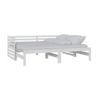 ATOMSTACK MAKER Lit canapé pliable 2 places pour invités, lit quotidien en bois de pin massif blanc, 203,5 x 185 x 68,5 cm, avec sommier inclus, idéal pour salon ou étude (90 x 200 cm x 2)