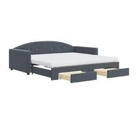 ATOMSTACK MAKER Lit de jour extensible 100 x 200 cm avec 2 matelas en mousse et 2 tiroirs coulissants en velours gris foncé - Canapé-lit polyvalent pour salon ou chambre à coucher, structure en bois
