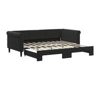 ATOMSTACK MAKER Lit de jour extensible noir 90 x 190 cm - Canapé-lit 2 en 1 en velours (100 % polyester), structure en bois et métal, idéal pour chambre ou invités, design moderne minimaliste