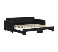 ATOMSTACK MAKER Lit de jour noir 90 x 200 cm - Canapé-lit 2 en 1 en polyester velouté, extensible en lit double, cadre en bois et métal, pour salon et chambre d'amis (montage nécessaire)