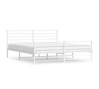 ATOMSTACK MAKER Lit en acier avec sommier et pieds centraux, blanc, 207 x 198 x 90 cm, pour matelas de 193 x 203 cm, design élégant et robuste, idéal pour adultes, espace de rangement inférieur
