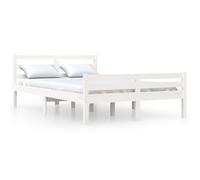 ATOMSTACK MAKER Lit en bois de pin massif blanc 135 x 190 cm avec tête de lit élégante et lattes en contreplaqué - Design moderne et rustique pour chambre à coucher, montage facile (sans matelas)