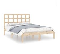 ATOMSTACK MAKER Lit en bois de pin massif naturel 135 x 190 cm avec tête de lit et lattes en contreplaqué, design scandinave rustique pour chambre à coucher, montage facile (sans matelas)