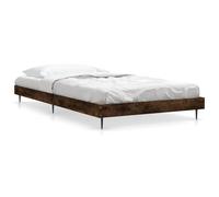 ATOMSTACK MAKER Lit en bois et métal 90 x 200 cm, tête de lit intégrée avec sommier à lattes en contreplaqué, design élégant en chêne fumé, sans matelas, dimensions 203 x 93 x 20 cm