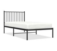 ATOMSTACK MAKER Lit en fer noir 90 x 190 cm avec tête de lit, structure robuste en acier thermolaqué, sommier inclus et espace de rangement inférieur de 26 cm, idéal pour les chambres modernes
