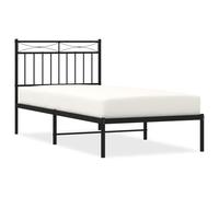 ATOMSTACK MAKER Lit en fer noir avec tête de lit et sommier inclus - Structure robuste 90 x 190 cm, hauteur inférieure 26 cm, design minimaliste pour chambre à coucher, finition poudre noire