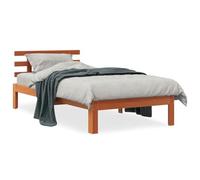 ATOMSTACK MAKER Lit en pin massif 100 x 200 cm Marron ciré avec tête de lit classique et lattes en contreplaqué Idéal pour chambre à coucher Montage requis (sans matelas)