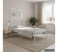 ATOMSTACK MAKER Lit simple en métal blanc 100 x 200 cm, structure résistante avec finition poudrée, design compact et moderne pour petites chambres, montage facile (matelas non inclus)