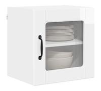 ATOMSTACK MAKER Lot de 2 armoires de cuisine murales en bois blanc brillant avec 2 étagères et 2 portes à charnière, 40 x 31 x 40 cm, design moderne et minimaliste pour intérieur