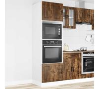 ATOMSTACK MAKER Lot de 2 armoires encastrées pour cuisinière, série Porto, en bois de chêne fumé, 60 x 57 x 207 cm, hauteur réglable, peu encombrant, pour four et micro-ondes