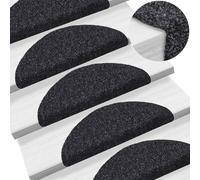 ATOMSTACK MAKER Lot de 20 tapis d'escalier autocollants noirs - 56 x 17 x 3 cm - Marches semi-circulaires antidérapantes en 100 % polypropylène pour escaliers intérieurs, réduction du bruit et