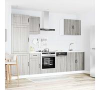 ATOMSTACK MAKER Lucca Lot de 7 armoires de cuisine en bois gris sonoma - Meuble sous évier de 80 cm, armoire de four de 60 cm, armoire suspendue et panneau de lave-vaisselle, pour cuisine encastrée