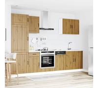 ATOMSTACK MAKER Lucca Lot de 7 armoires de cuisine en chêne Artisan - Meuble bas en bois, armoires suspendues et armoire de four pour cuisine encastrée (80/40/50/80/60/60/45 cm, l x p x h)