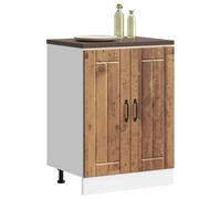 ATOMSTACK MAKER Meuble sous évier 60 cm de large, aspect bois vieilli, en bois robuste, 81,5 cm de haut, avec pieds réglables et beaucoup d'espace de rangement, meuble de cuisine Lucca pour sous