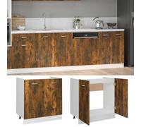 ATOMSTACK MAKER Meuble sous évier de 80 cm de large - En bois de chêne fumé avec 2 portes, 80 x 46 x 81,5 cm, série Lyon, pour évier et espace de rangement