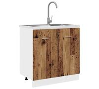 ATOMSTACK MAKER Meuble sous évier Lyon en bois vieilli - 80 x 46 x 81,5 cm - Meuble de cuisine à deux portes pour vaisselle et ustensiles de cuisine - Support mural inclus