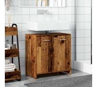 ATOMSTACK MAKER Meuble sous lavabo 60 x 33 x 60 cm - En bois vieilli - 1 tiroir + 2 portes - Résistant à l'humidité - Avec support mural - Armoire de salle de bain pour l'ordre et le style