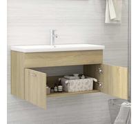 ATOMSTACK MAKER Meuble sous lavabo 90 cm, chêne Sonoma avec 2 portes et 1 compartiment, capacité de charge de 60 kg, pour salle de bain - avec instructions de montage (français non garanti), l x P x H