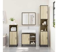 ATOMSTACK MAKER Meuble sous lavabo en chêne Sonoma - 65 x 33 x 60 cm - En bois avec cadre en métal - Rétro industriel - Résistant à l'humidité - Charge maximale de 60 kg - Support mural inclus