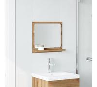 ATOMSTACK MAKER Miroir de salle de bain avec étagère 40 cm, en bois de chêne artisanal, montage mural, résistant à l'humidité, design moderne pour salle de bain - Verre inclus et nettoyage facile