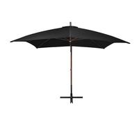 ATOMSTACK MAKER Parasol déporté 300 x 300 cm avec mât en bois (sapin) et baleines en bambou, vert, résistant aux UV, imperméable, mécanisme à manivelle, pied en croix en acier 100 x 100 cm, pour