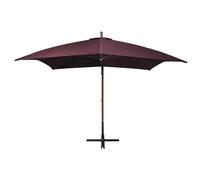 ATOMSTACK MAKER Parasol déporté 300 x 300 cm avec mât en bois (sapin) et baleines en bambou, vert, résistant aux UV, imperméable, mécanisme à manivelle, pied en croix en acier 100 x 100 cm, pour