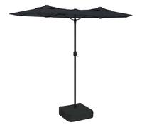ATOMSTACK MAKER Parasol double avec éclairage (3 LED / rayons + panneau central), 316 x 145 cm, polyester résistant aux UV, à manivelle, avec support pour sac de sable - Blanc sable/gris foncé, Noir