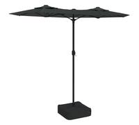 ATOMSTACK MAKER Parasol double avec éclairage (3 LED / rayons + panneau central), 316 x 145 cm, polyester résistant aux UV, à manivelle, avec support pour sac de sable - Blanc sable/gris foncé