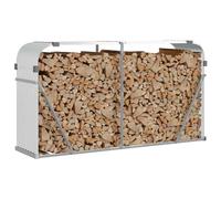 ATOMSTACK MAKER Porte-bûches en acier galvanisé (180 x 45 x 100 cm), résistant aux intempéries, argenté, avec fixation murale, abri pour bois de chauffage pour extérieur et jardin, robuste, ventilé
